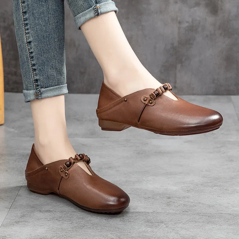 Spring Summer Retro Soft Leather Handmade Casual Shoes