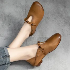 Spring Summer Retro Soft Leather Handmade Casual Shoes