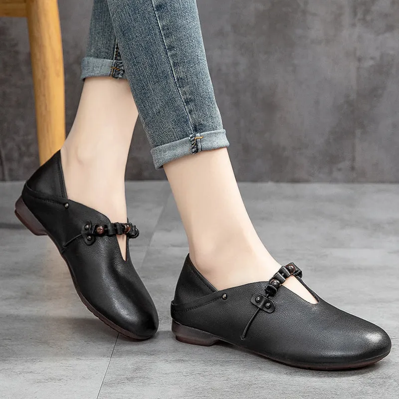 Spring Summer Retro Soft Leather Handmade Casual Shoes