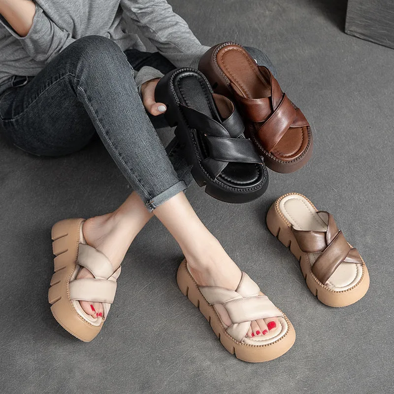 Summer Leather Plaited Retro Casual Sandals For Women