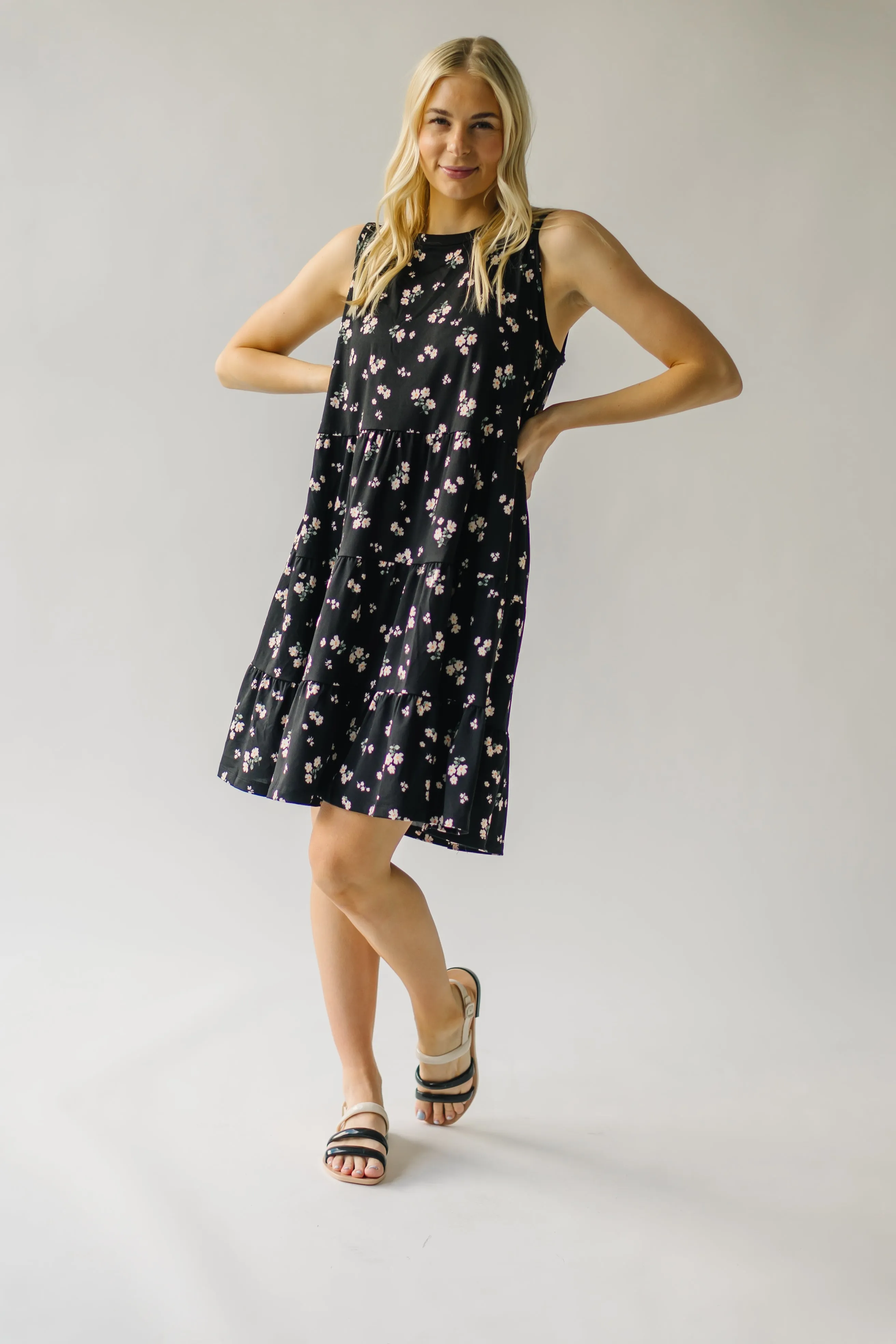 The Alexander Floral Tank Dress in Black