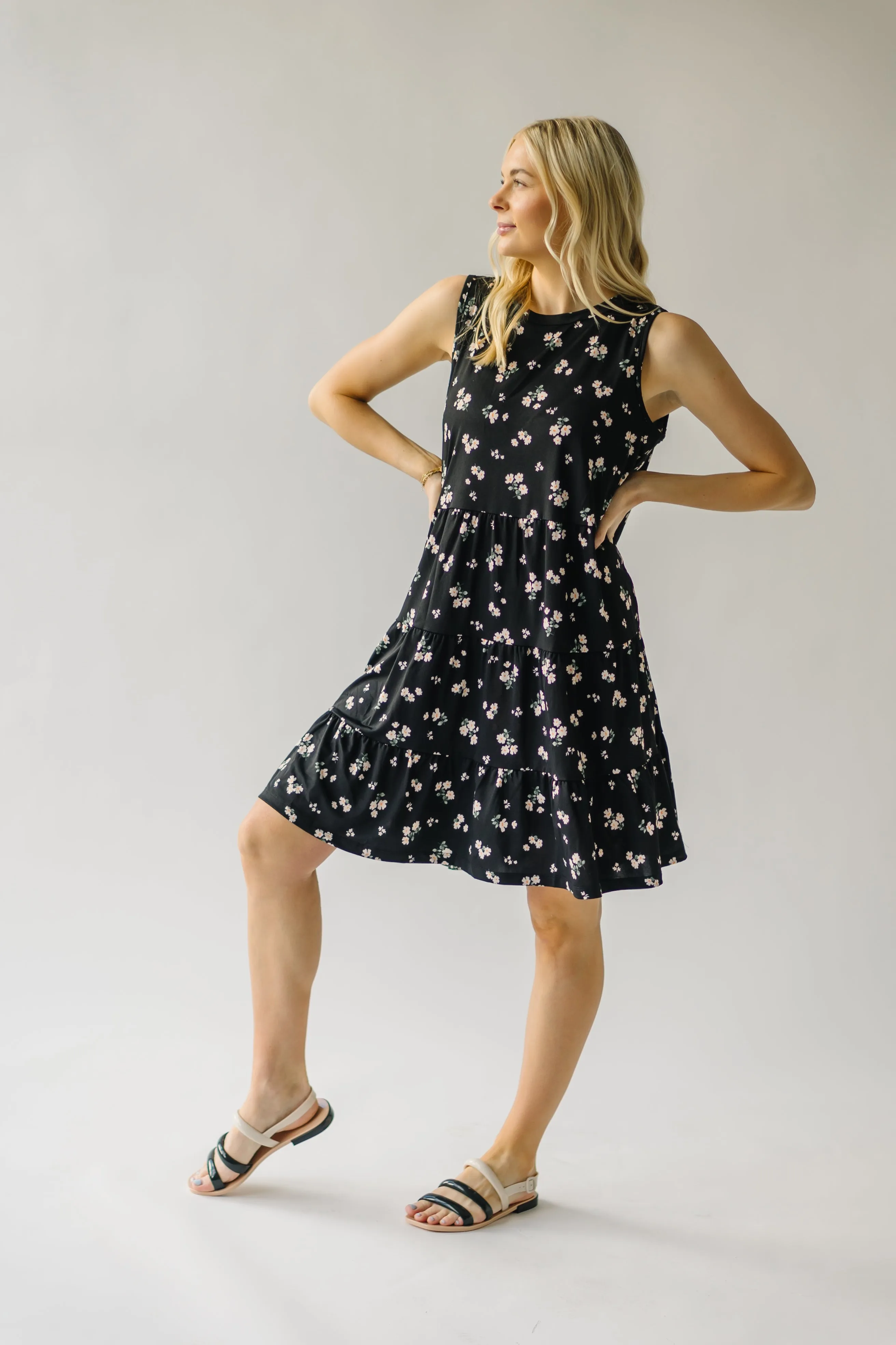 The Alexander Floral Tank Dress in Black