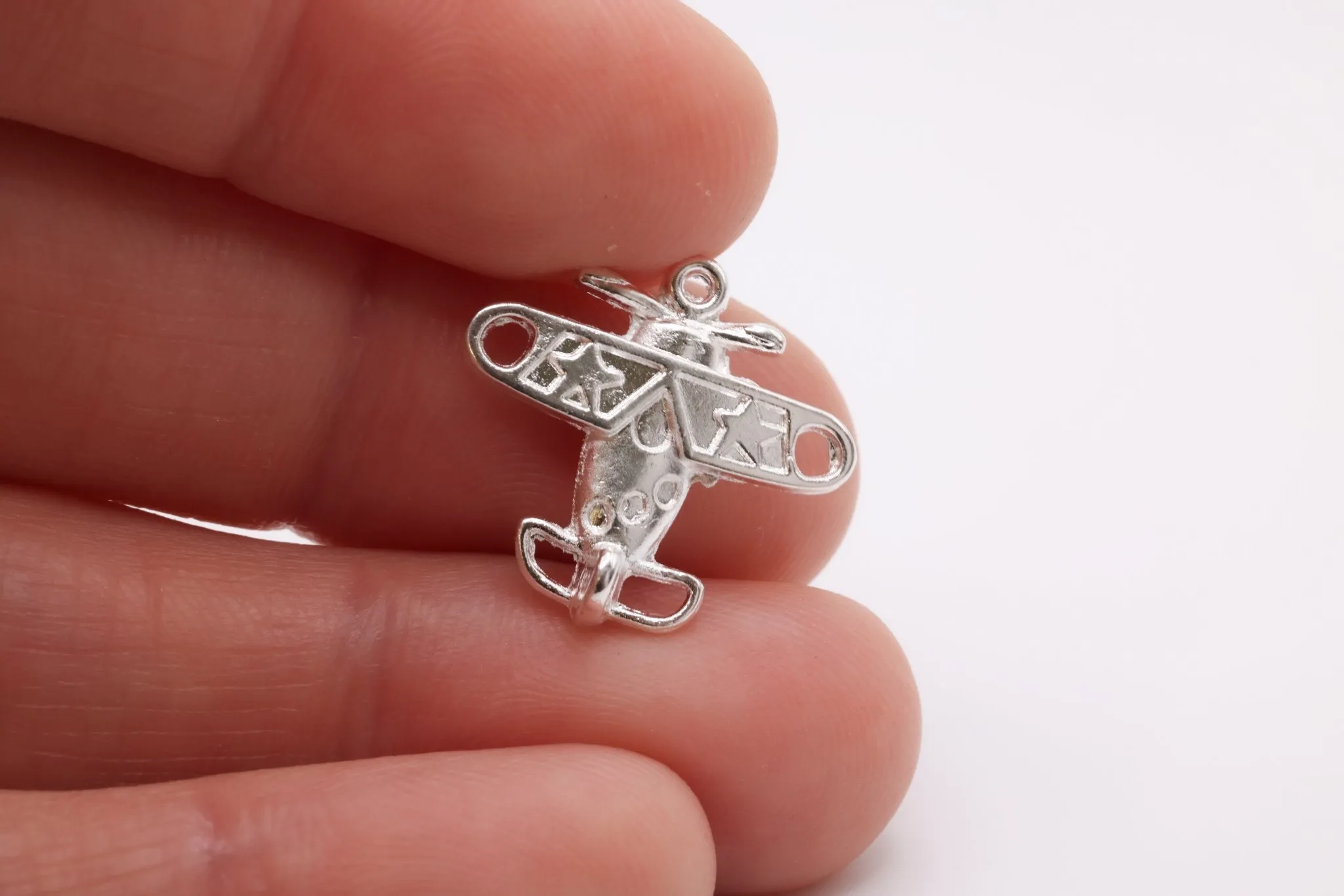 Toy Propeller Plane Charm, 925 Sterling Silver, 663