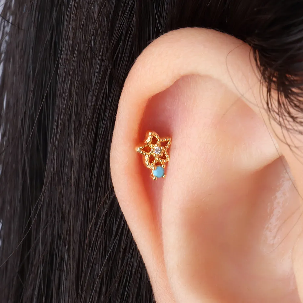 Turquoise Flower Stud