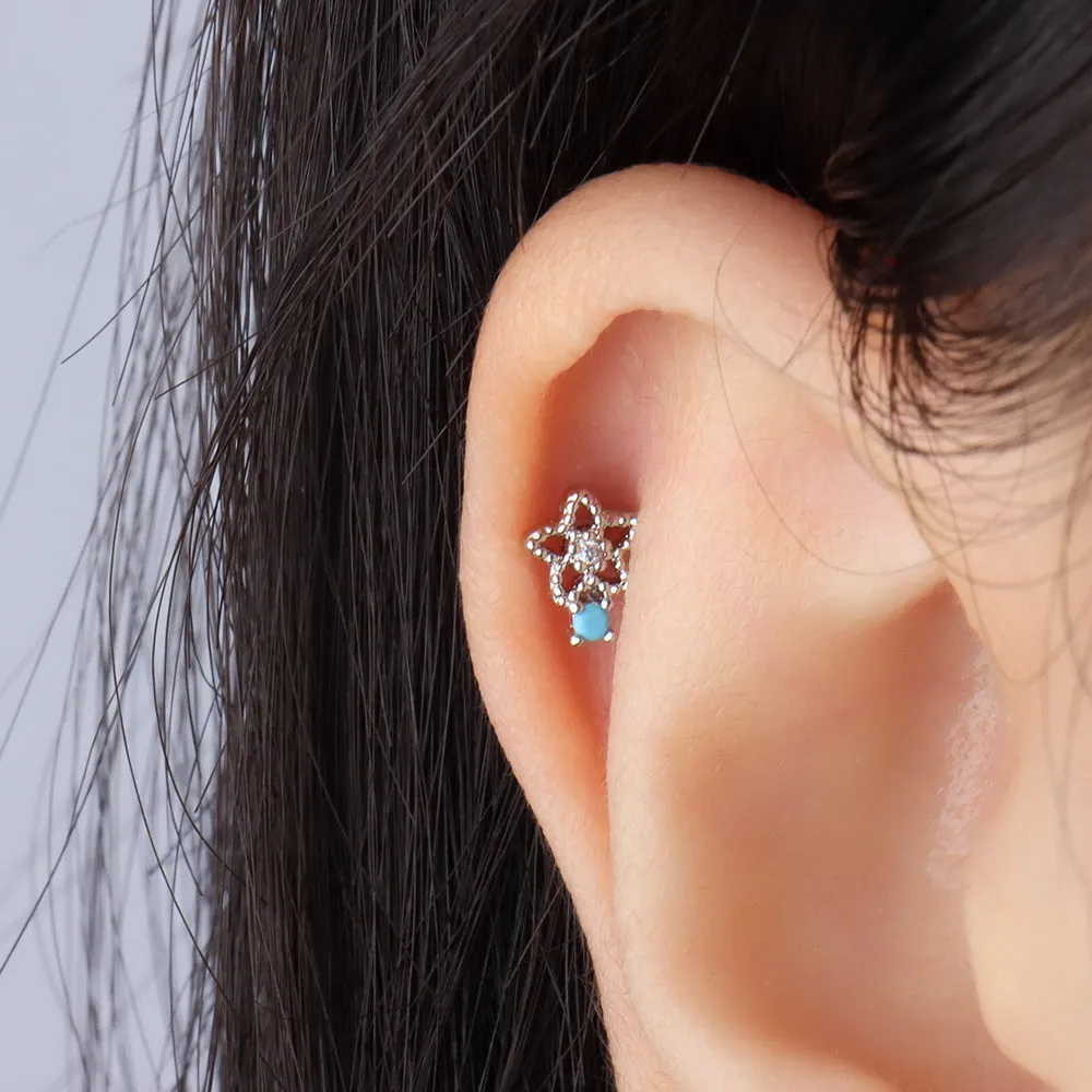 Turquoise Flower Stud