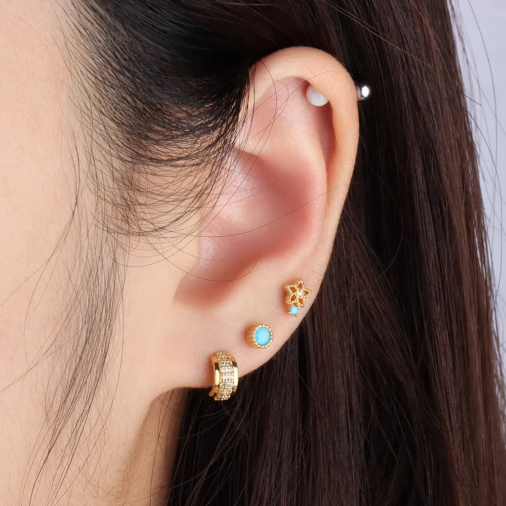 Turquoise Flower Stud