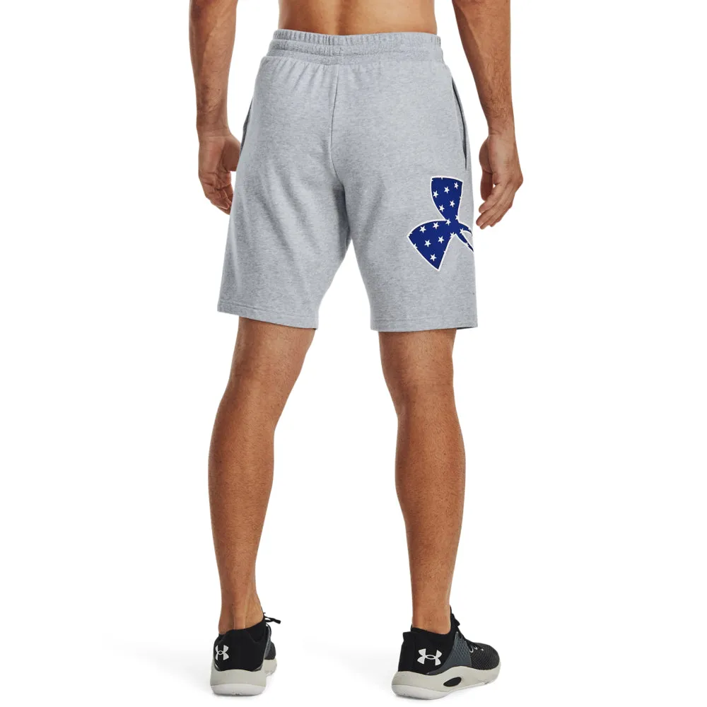 'Under Armour' Men's 10 Freedom Rival Big Flag Logo Shorts - Steel Light Heather / White