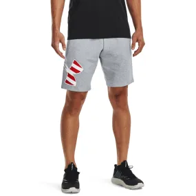 'Under Armour' Men's 10 Freedom Rival Big Flag Logo Shorts - Steel Light Heather / White