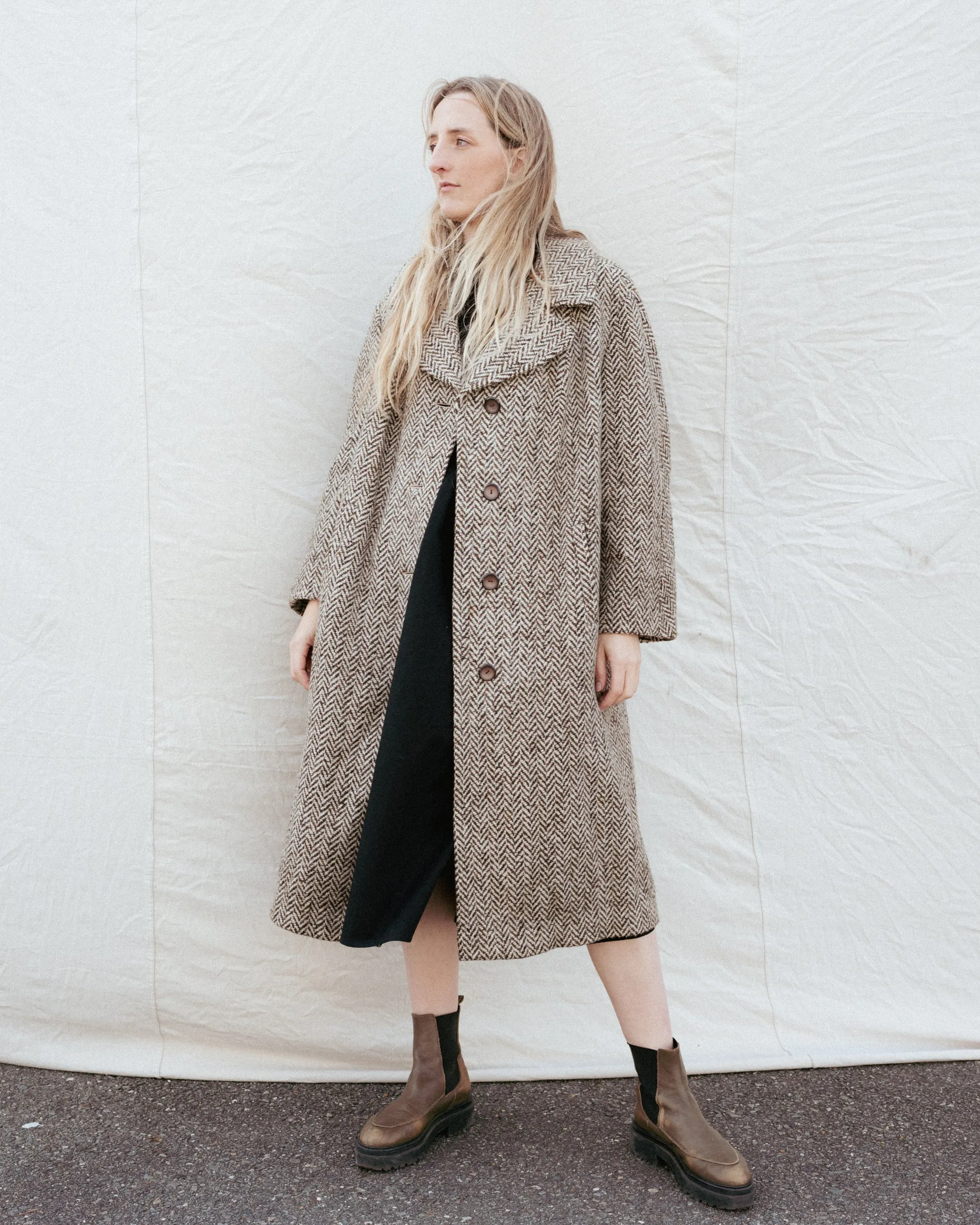 Vintage Wool Herringbone BERLIN Coat #3 (S/M)