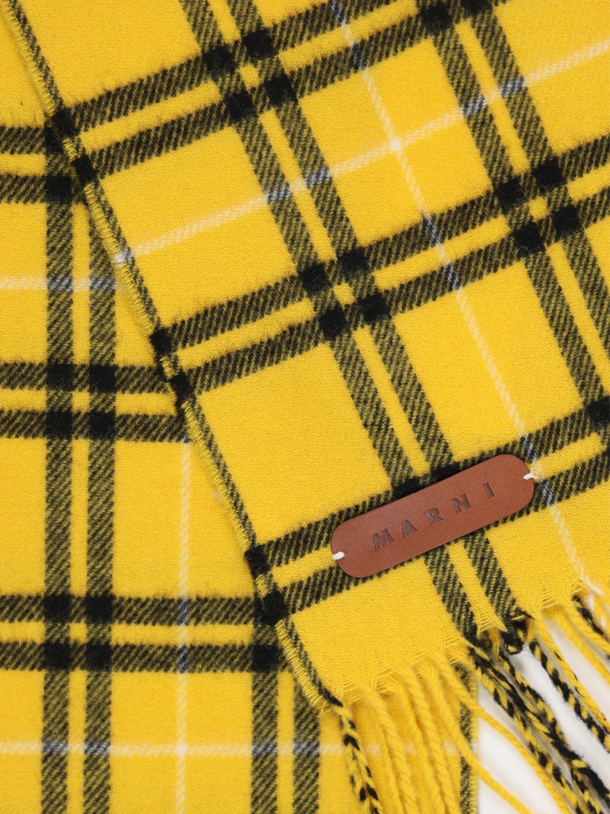 Yellow Checked Wool Scarf SCZC0051Q0